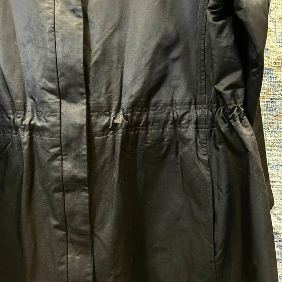 Eileen Fisher Women's Size M Black Fleece Lined Adjustable Waist Collared Coat - Picture 6 of 16